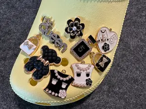 Metal GEM Black and white fancy Theme Unique Special Croc Shoes Valentine's Day Gift