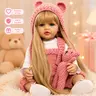 Realistic Rebirth Baby Doll - 22in/55cm ASTM F963 Full Body Soft Vinyl Collectible Set, Glued Wig, Princess Dress, Stuffed Animals, Active Limbs, 1.5 kg Cuddly Doll Gift for Kids (Unisex)
