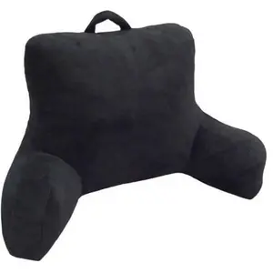 Micro Mink Plush Backrest Lounger Pillow in Rich Black Poly Micro Mink