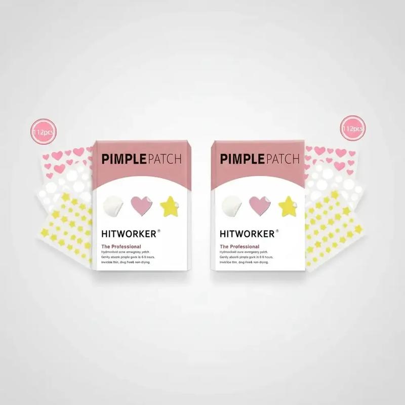 Hitworker Hydrocolloid Acne Patch Bundle, Each Pack 112pcs in White, Pink, Yellow with Invisible, Drug-Free Blemish Covering Patches