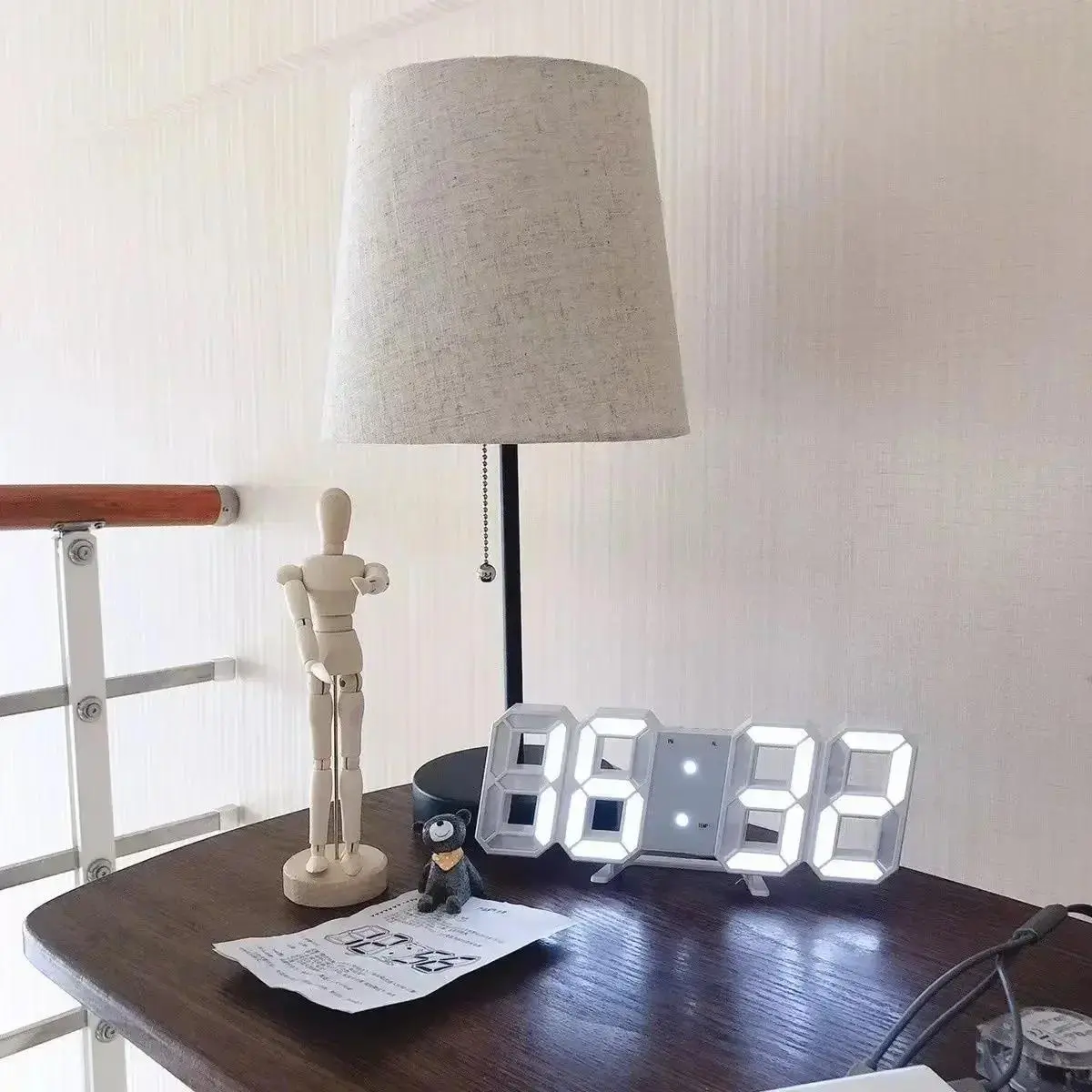 3D LED Digital Clock Wall Decoration Glow Night Mode Decoration for Bedroom Adjustable Electronic Watch Room Decor Aesthetics NONE