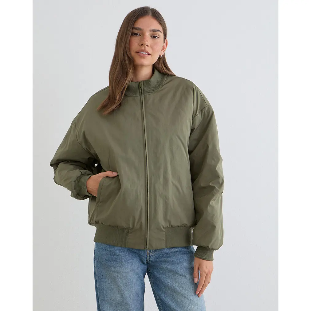 Najora Puffy Bomber Jacket in Dark Sage