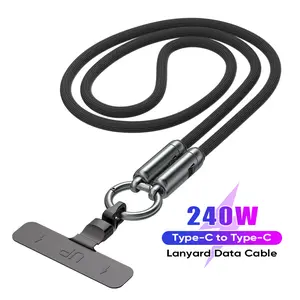 240w USB-C Fast Charging Phone Lanyard, 7mm Nylon Material, Crossbody Wrist Strap Design, Compatible with iPhone Samsung Pixel