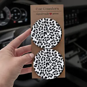 Leopard Print Office Desk Coasters-2/4pcs Exquisite Packaging, Easy to Clean, Suitable Christmas and Birthday Gift for Both Men and Women