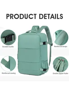 Large Capacity Travel Backpack, Expandable Luggage Bag, Solid Color Business Weekend Pack, Adjustable Straps, 180° Opening, Multiple Colors