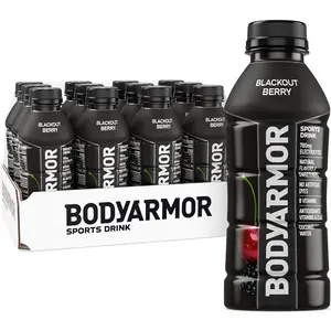 BODYARMOR Sports Drink Sports Beverage, Blackout Berry, Coconut Water Hydration, Natural Flavors With Vitamins, Potassium-Packed Electrolytes, Perfect For Athletes, 16 Fl Oz (Pack of 12)