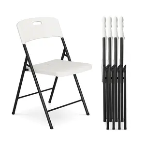 4-Pack Folding Heavy Duty Plastic Chair with 500-Pound Capacity,Portable Commercial Chair with Steel Frame for Home Office Wedding Party Indoor Outdoor Events, Stackable