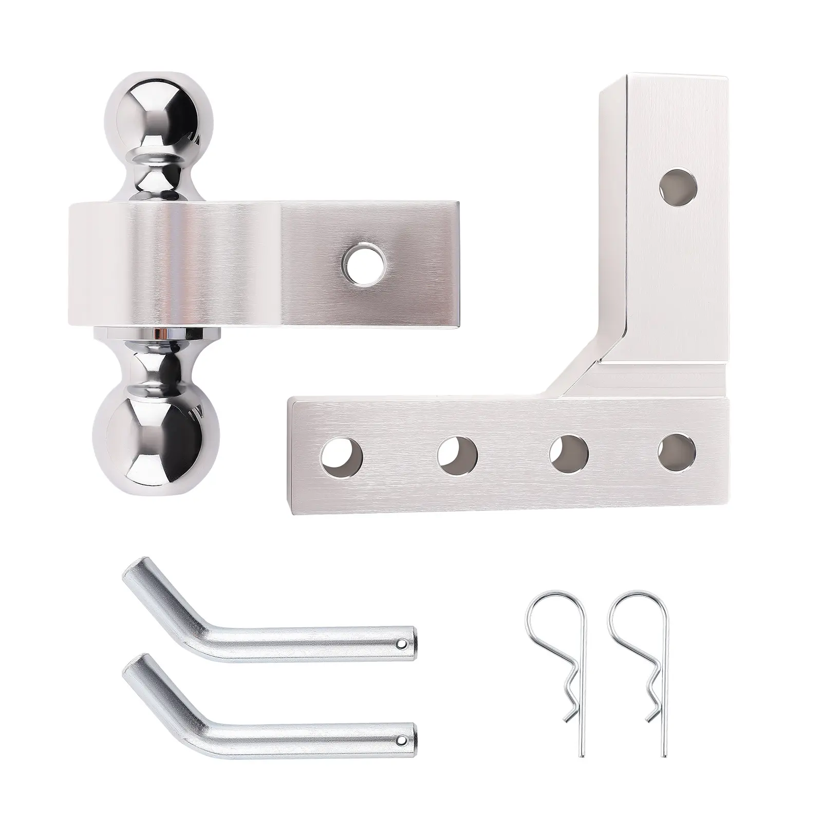 2 inch Trailer Receiver Truck Rv 6 inch Drop Adjustable Aluminum Hitch Tow Towing Silver