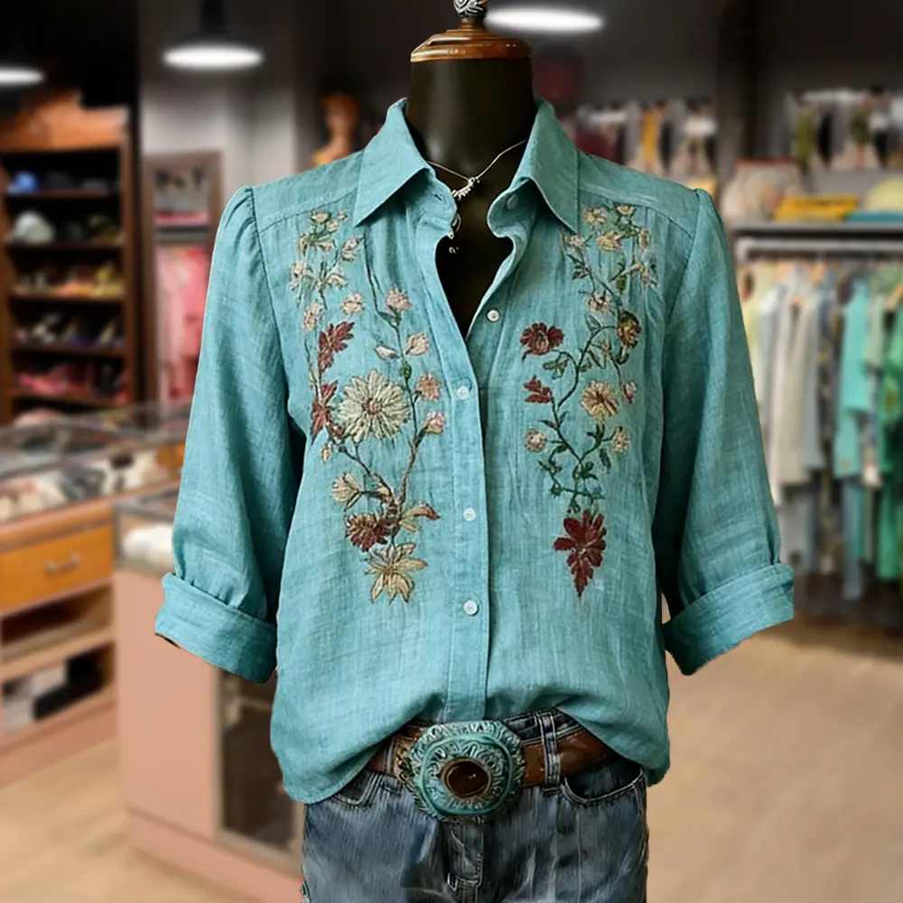 Cherrybetty Vintage Floral Embroidered Collared Long Sleeve Blouse Womenswear Plus Size Fashion Summer Tops Spring Tops Cute Tops For Women Tiktok Shop Spring Glow Up summerwins