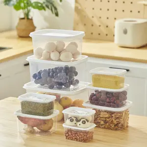 Kitchen Storage Containers Set, Stackable Plastic Containers with Lids for Food, Fruit, Grains & Leftovers