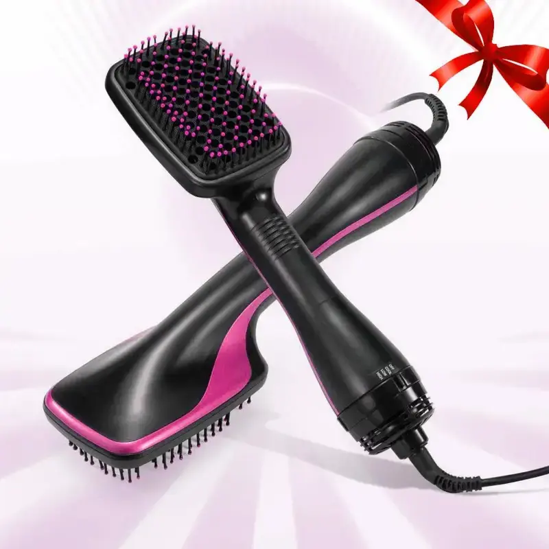 2 in 1 Comfort Comb Design Multifunctional Hair Dryer, Negative Ion Hot Air Brush, Fast Drying Straightener & Curler, Ceramic Coating, Volumizing, Smooth Frizz-Free, Styling Tool for Women, Back to School Gift, SummerVibes