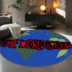 Velvet round patterned printed carpet that is soft and comfortable, suitable for multiple scenarios, available in various sizes, and non-shedding.