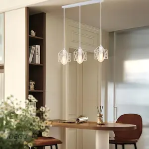 Modern American Style Three-Head Iron Pendant Light, Adjustable LED Dining Table Lamp, E27 Ceiling Spot, Warm Home Decor