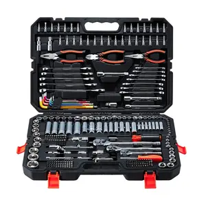 VEVOR Mechanics Tool Set, 159-Piece Mechanic Tool Kit, 1/4 in, 3/8 in, and 1/2 in Drive, SAE and Metric Socket Set, Wrenches, Screwdriver Bits, Accessories, and Storage Case, for Automotive Repair