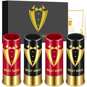 12ga Shot Glass Set, 4 Pack, Groomsmen Gift Set, Party Gifts, Wedding Favors, Whiskey Tequila Vodka Glasses, Perfect for Celebrations