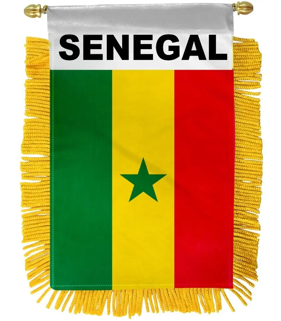 4x6 in Double-Sided Polyester Senegal National Flag Banner with Plastic Hanger, Polyester Fabric Backdrop for Home, Festive Party Decorations, Glass & Car Window Display