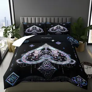 Ornate Spade Bedding Set, Enchanted Butterfly & Floral Duvet Cover, Celestial Star Accents, Ideal Gift for Gothic & Mystic Lovers