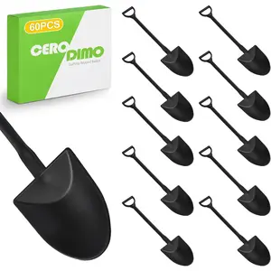 60 Pcs Mini Shovel Shape Tiny Disposable Plastic Dessert Spoons for Party Supplies Dessert Cup Decoration Black