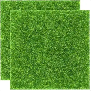 2 Pieces of 6x6 Inches Fake Grass for Crafts - Artificial Grass - DIY Mini Garden Decor - Faux Turf Squares