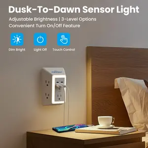 Quick Change Plugs for Wall- 20W PD Fast Charger, POWSAF Outlet Extender with 2 USB Type-C 2 USB A Charging Ports (3A Total)