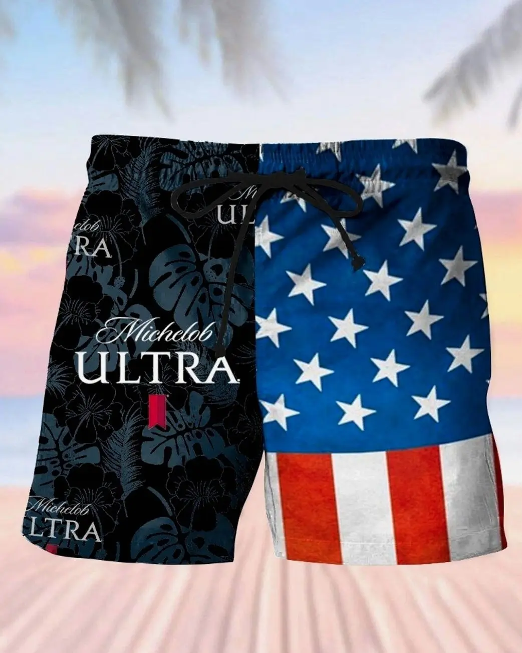 Michelob Ultra July 4th Print Colorblock Men's Drinking Beach Shorts KXA NLC