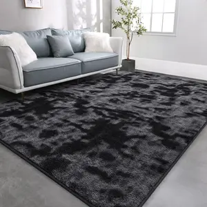Large Tie-Dyed Dark Grey Ultra Soft Comfy Area Rugs,Thickened Memory-Foam Indoor Carpets, Cozy Modern Floor Rug for Living Room,Bedroom,Boys Girls Playroom,Dorm Nursery ,Home Décorr,4x6,5x8,6x9,7x10 Feet