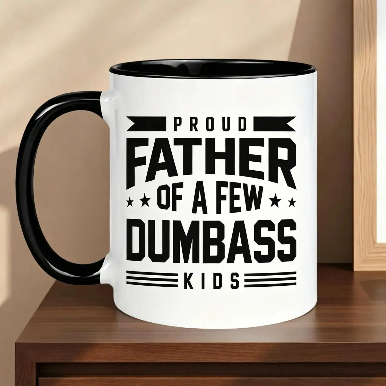 11Oz Ceramic Mug with Handle - Proud Father Themed Lettering, Modern Funny Men's Cup, Father’s Day Gifts for Him, Unique Gifts for Man