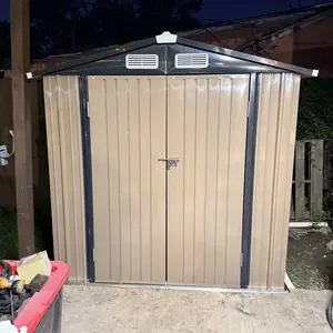 Aoxun Outdoor Storage Shed Metal Garden Tool Shed with Sloping Roof Lockable Door for Patio Lawn Backyard Black Organizer for Garden Tools & Shelf Organization