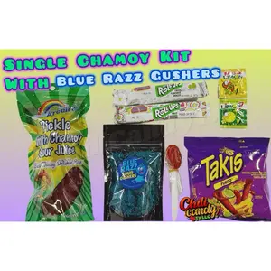 Arcoiris Single Chamoy Pickle Kit with Blue Razz Gushers in sizes 4oz or 8oz Blue Gushers -Snack Candy Treat Combo Kit Gift Sweet Sour