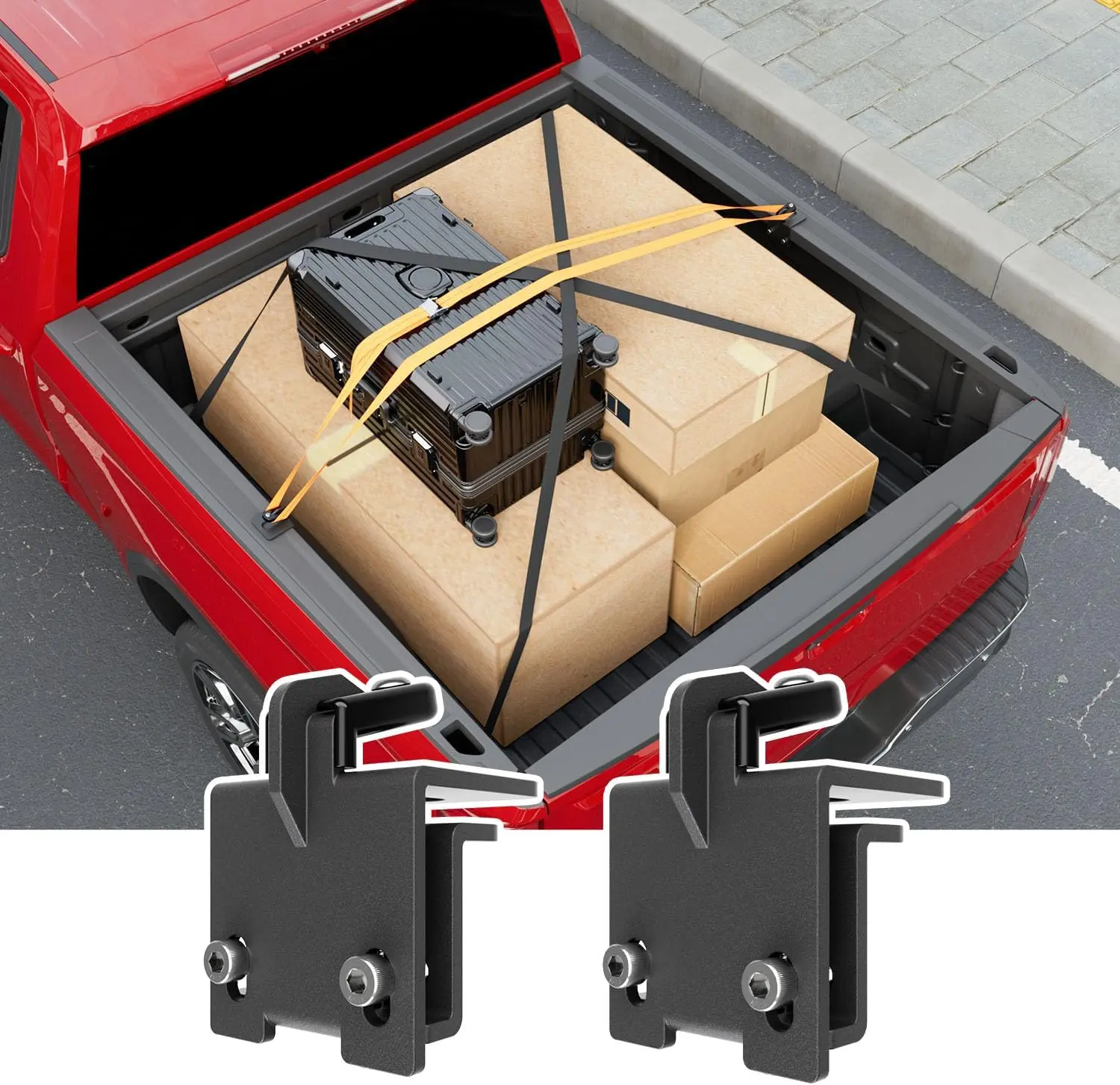 [Fits 19-25 RAM & Silverado & Sierra & 21-25 F150] Mounting Clamps Compatible with 2019-2025 Dodge RAM Chevy Silverado GMC Sierra 1500 21-25 F150 Tie Down Anchor Camper Shell Clamp Replacement for 2019-2025 Chevy Silverado Accessories