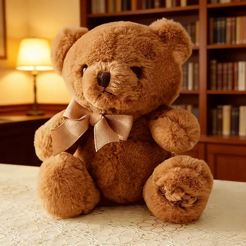 Adorable Hug Bear Plush Toy - Realistic Soft Stuffed Animal Doll Heartwarming Gift in White & Brown Colors Perfect for Holidays Birthdays Home Decor