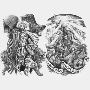 Large Temporary Tattoo Stickers, Waterproof Half Sleeve Skull Eagle Lion Angel Warrior Design, Body Art for Men Women Party Halloween