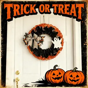 Giant Halloween Wreath, Thanksgiving Harvest Decor, Spooky Ribbon, Plaid Bow, Weatherproof Indoor Outdoor, Tiktok Shop Us Bestseller