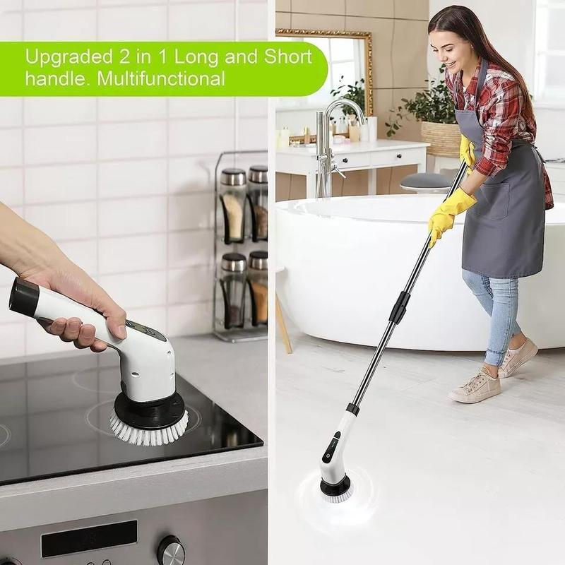[Tiktok Made Me Buy It!]9 in 1 Electric Spin Scrubber with Interchangeable Brushes IPX7 Waterproof for Deep Cleaning Versatile Home Cleaning Tool Ideal for Multiple Tasks