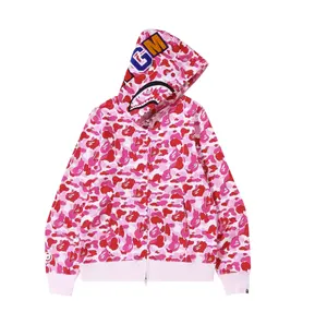 BAPE ABC Camo Shark Full Zip Hoodie Pink Men and Women Hoodie (Run Small , Please buy one Size Up)
