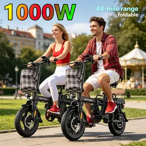 14'' Compact Foldable E-Bike with 1000W Drive Motor, 15Ah Detachable Battery for 48 Miles Long Range, High Carbon Steel Construction Dual Disc Brake, LED Speed Screen & Remote Unlock Lock, Urban Commuter & Outdoor Cycling Electric Bike