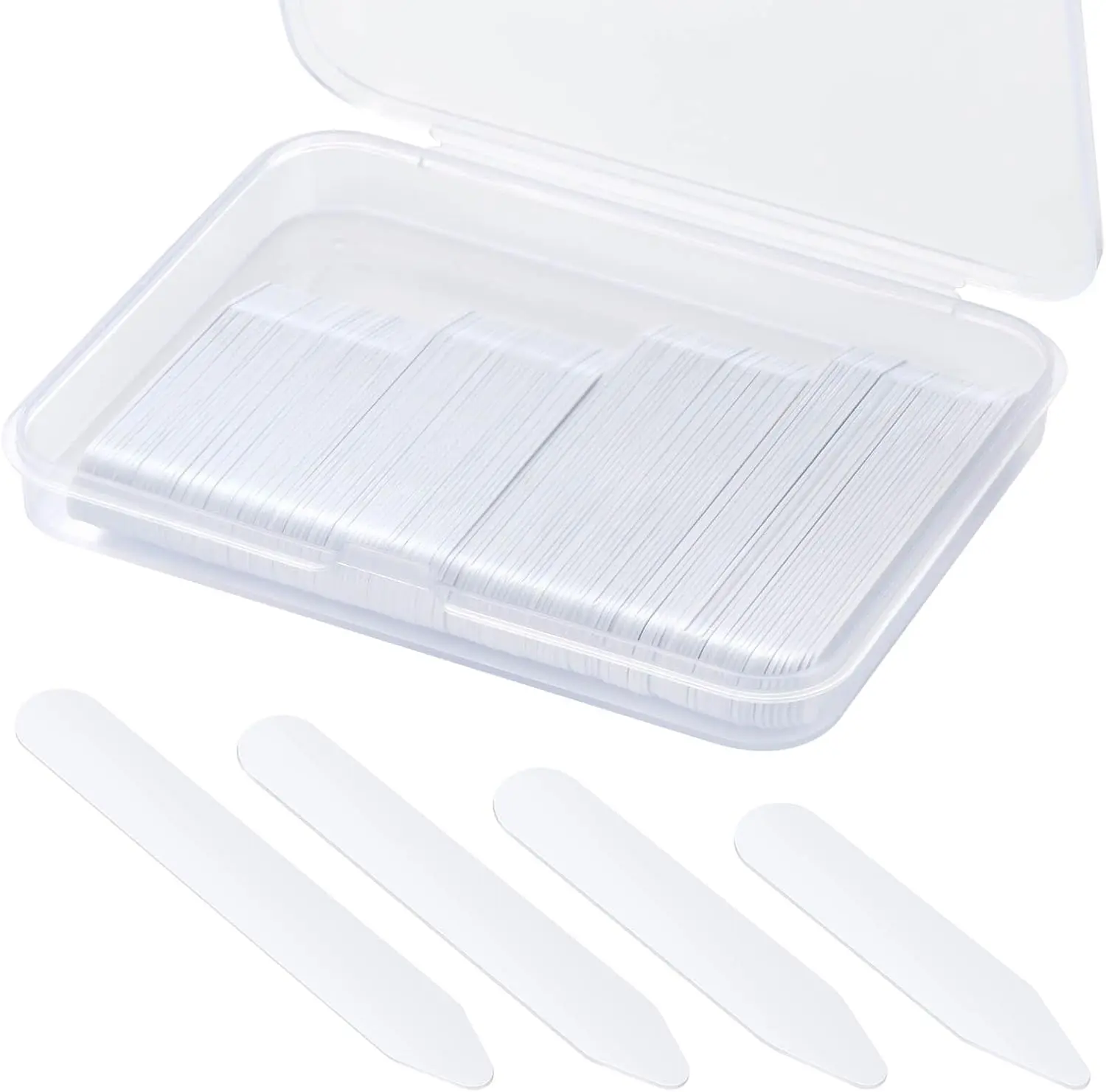 120PCS Plastic Collar Stays for Men'S Dress Shirts Thicker and More Bend-Resistant Invisible Collar Inserts, Sizes 2, 2.2, 2.55, 2.75 Inches with Storage Case Kukaiao
