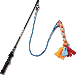 WOOZAPET Interactive Dog Flirt Pole Toy – Durable Outdoor Tug & Chase Wand with Fleece Rope Lure