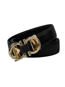 Men's PU Leather Belt with Automatic Buckle, Durable Alloy Waistband, Casual Style for All Seasons, Universal Fit for Men