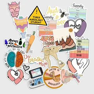 Sticker Pack 20 pcs Audiology Stickers, Hearing Care Sound Wave Vinyl Decals for Laptop Bottle