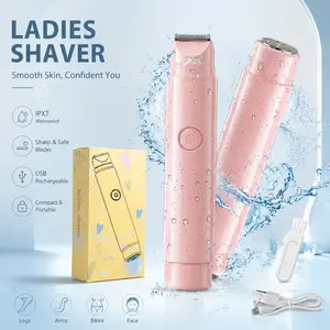 Women Bikini Trimmer, 2‑in‑1 Rechargeable Dual‑Head Electric Shaver, Painless Full‑Body Hair Removal, IPX7 Waterproof, Ideal Holiday Grooming Gift for Christmas & New Year Facial Gentle Sensitive Smooth