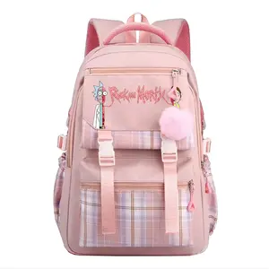 Cute Rick & Morty Daypack Casual Fashion Backpack Unisex Waterproof and Anti Dirty Suitable Gifts for Family Friends Neighbors and Colleagues Style-9-Pink