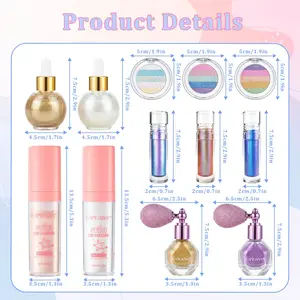 PAPOIYA Beauty Makeup Highlighter Product Collection - Fairy Dust Highlight Patting, Body Glitter Spray, Chameleon Rainbow Eyeshadow, Full Body Face Hair  Pearlescent Patting Powder for Face and Eye, Christmas New Year Sparkling Body Glitter Shimmer