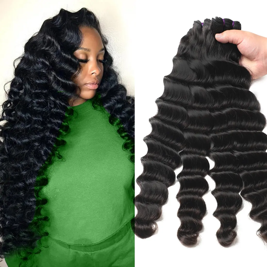 Brazilian Hair Loose Deep Wave 1/3/4 Bundles Loose Deep Human Hair Bundles 12a Grade Unprocessed Extensions Natural Color