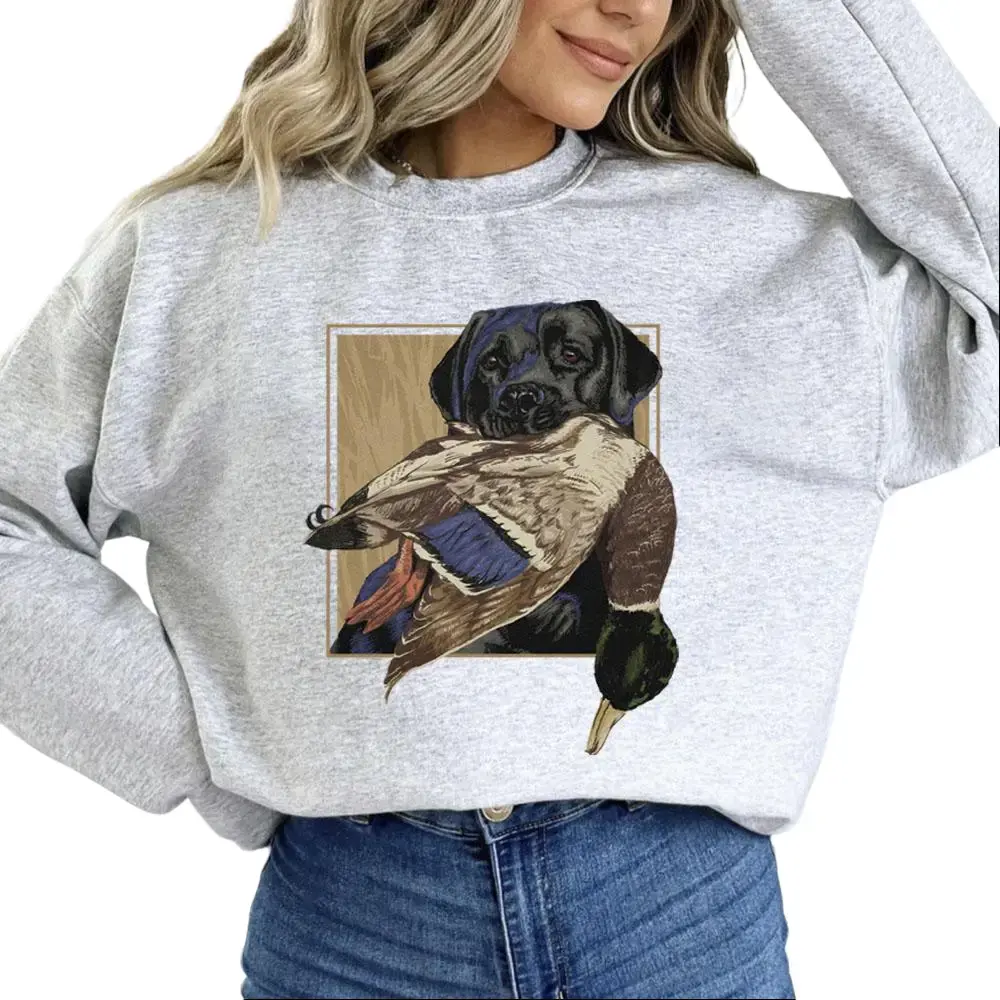Vintage Lab Dog Hunting Mallard Duck Sweatshirt, Hello Hunting Season, Unisex for Husband, Wife, Nature Animal Lover Cotton