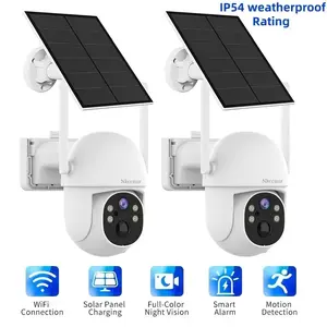 2pcs Solar Security Camera, Wireless Outdoor Model, 3MP HD Support WiFi, 360° Panoramic View, Solar/Battery Powered,  HD Resolution, AI Human Detection, Full-Color Night Vision, IP54 Waterproof【Nkccnur】