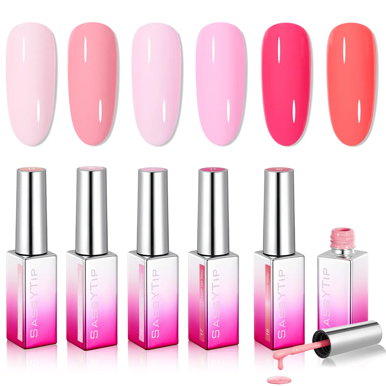 SASSYTIP 5/6 PCS  Nail Gel Polish Set HEMA&TPO FREE with UV/LED Nail Lamp and Color Card, HEMA & TPO Free 7.5ml Soak Off, Long Lasting UV LED Cured Gel Polish, Art Manicure Salon Easy DIY at Home