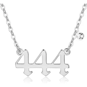 Angel Number Necklace 111 222 333 444 555 666 777 888 999 Necklace with Cubic Zircon Lucky Number Pendant Choker Numerology Jewelry Birthday Gift