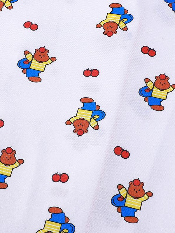 2pcs Mini Winnie the Pooh Print Pajama Set - Cute Nostalgic Short-Sleeve Pjs (Notch Collar + Chest Pocket + Elastic Waist) - Soft Adult Loungewear/Sleepwear for Disney Fans, Cozy Nights In & Gift Giving