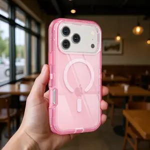 For iPhone 17 Pro Max 16 15 14 13 12 11 Case, Compatible with MagSafe, Heavy Duty Shockproof Protection Phone Cases, Anti-Drop, Dual Layer Transparent Magnetic Phone Case for iPhone, Military Grade Protection, 3 in 1 Design, Wireless Charger Friendly